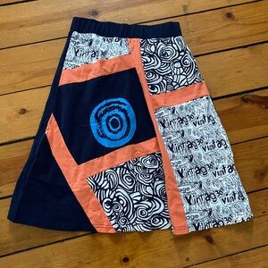 Kashitu graphic skirt with elastic waist NWT size small Multicolor Patchwork